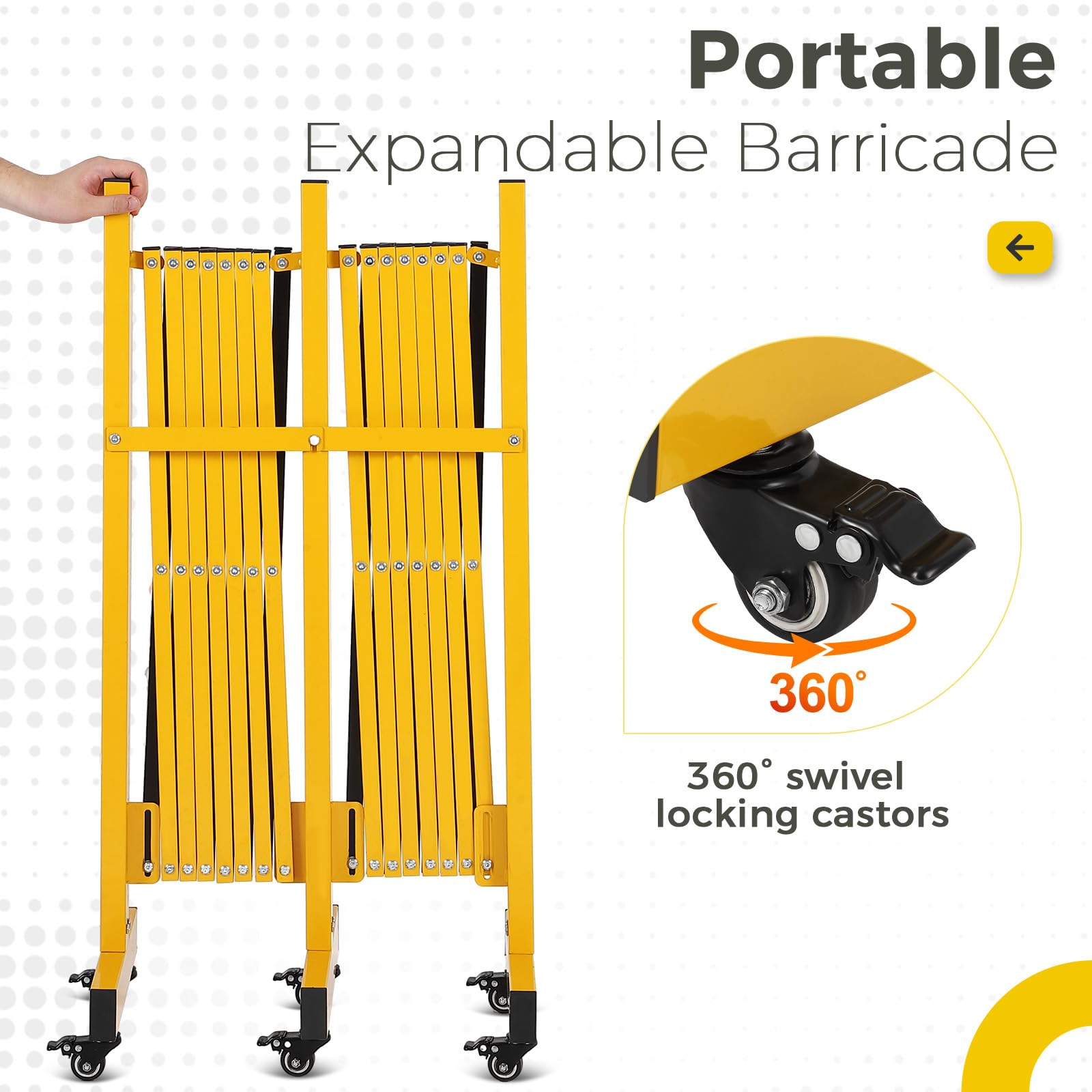 Estructura robusta de acero y diseño plegable compacto para control de accesos